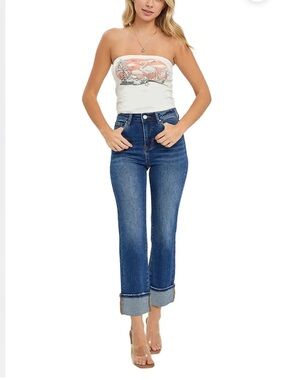 Risen Jeans Tummy Control High Rise Ankle Cuffed Jeans sz 9/29